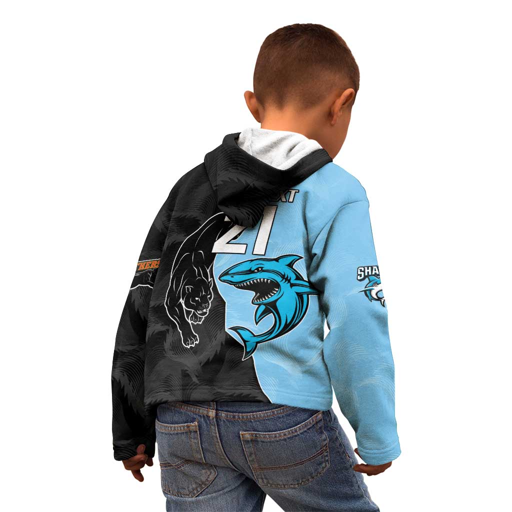 NRL Panthers-Shark Mascot Custom Kid Hoodie Cracked Metal Style