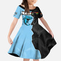 NRL Panthers-Shark Mascot Custom Kid Short Sleeve Dress Cracked Metal Style