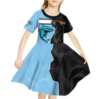 NRL Panthers-Shark Mascot Custom Kid Short Sleeve Dress Cracked Metal Style