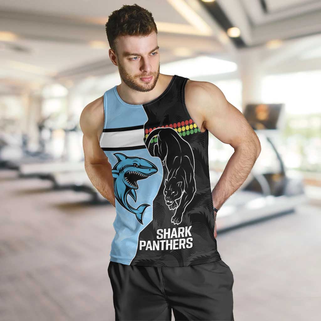 NRL Panthers-Shark Mascot Custom Men Tank Top Cracked Metal Style
