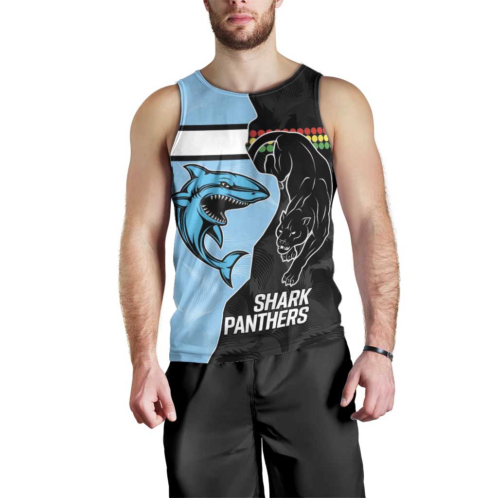 NRL Panthers-Shark Mascot Custom Men Tank Top Cracked Metal Style