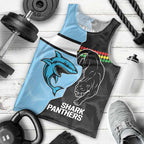 NRL Panthers-Shark Mascot Custom Men Tank Top Cracked Metal Style