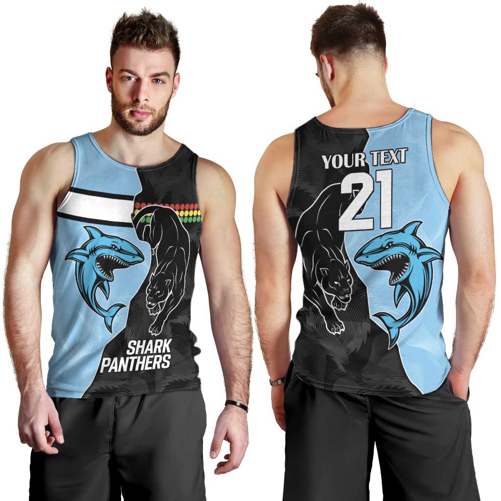 NRL Panthers-Shark Mascot Custom Men Tank Top Cracked Metal Style