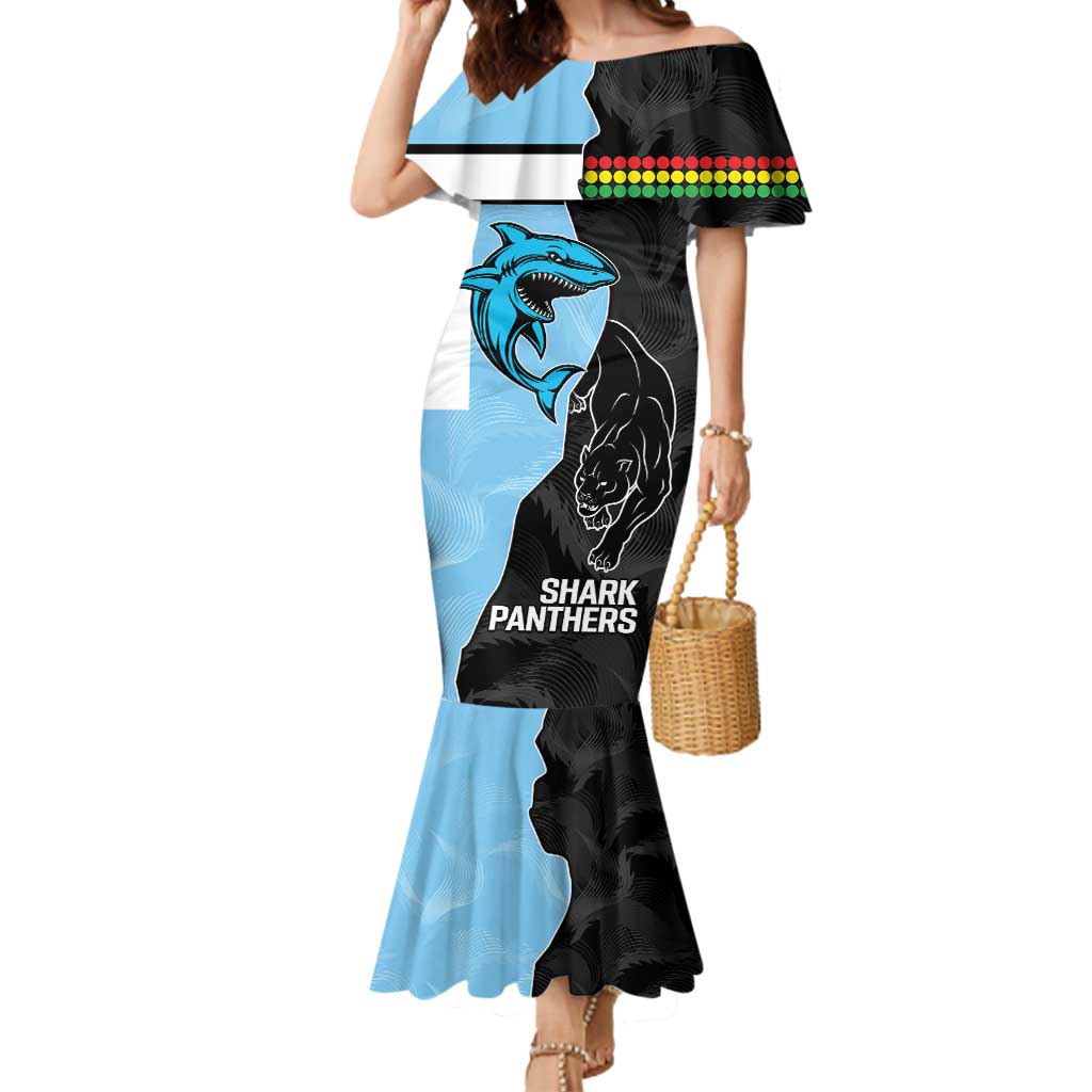 NRL Panthers-Shark Mascot Custom Mermaid Dress Cracked Metal Style