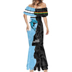 NRL Panthers-Shark Mascot Custom Mermaid Dress Cracked Metal Style