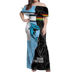 NRL Panthers-Shark Mascot Custom Off Shoulder Maxi Dress Cracked Metal Style