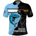 NRL Panthers-Shark Mascot Custom Polo Shirt Cracked Metal Style