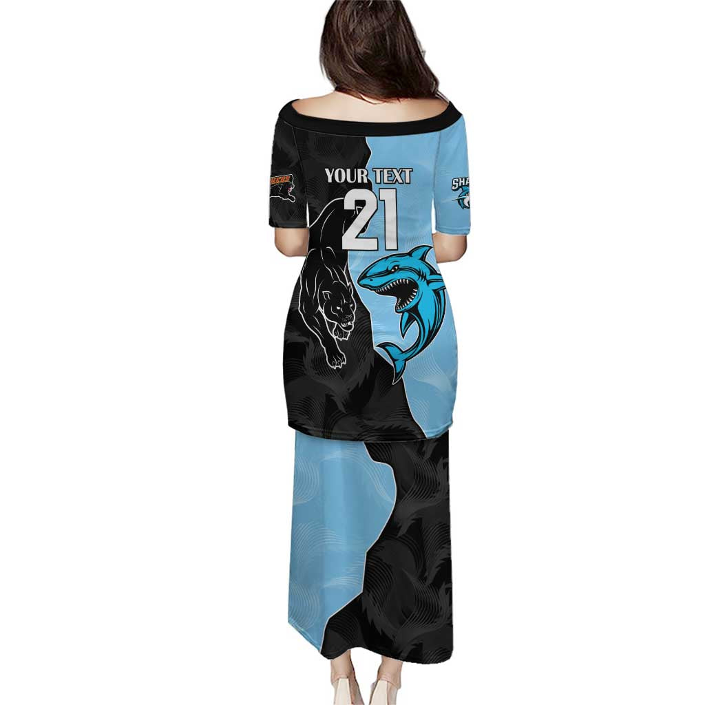 NRL Panthers-Shark Mascot Custom Puletasi Cracked Metal Style