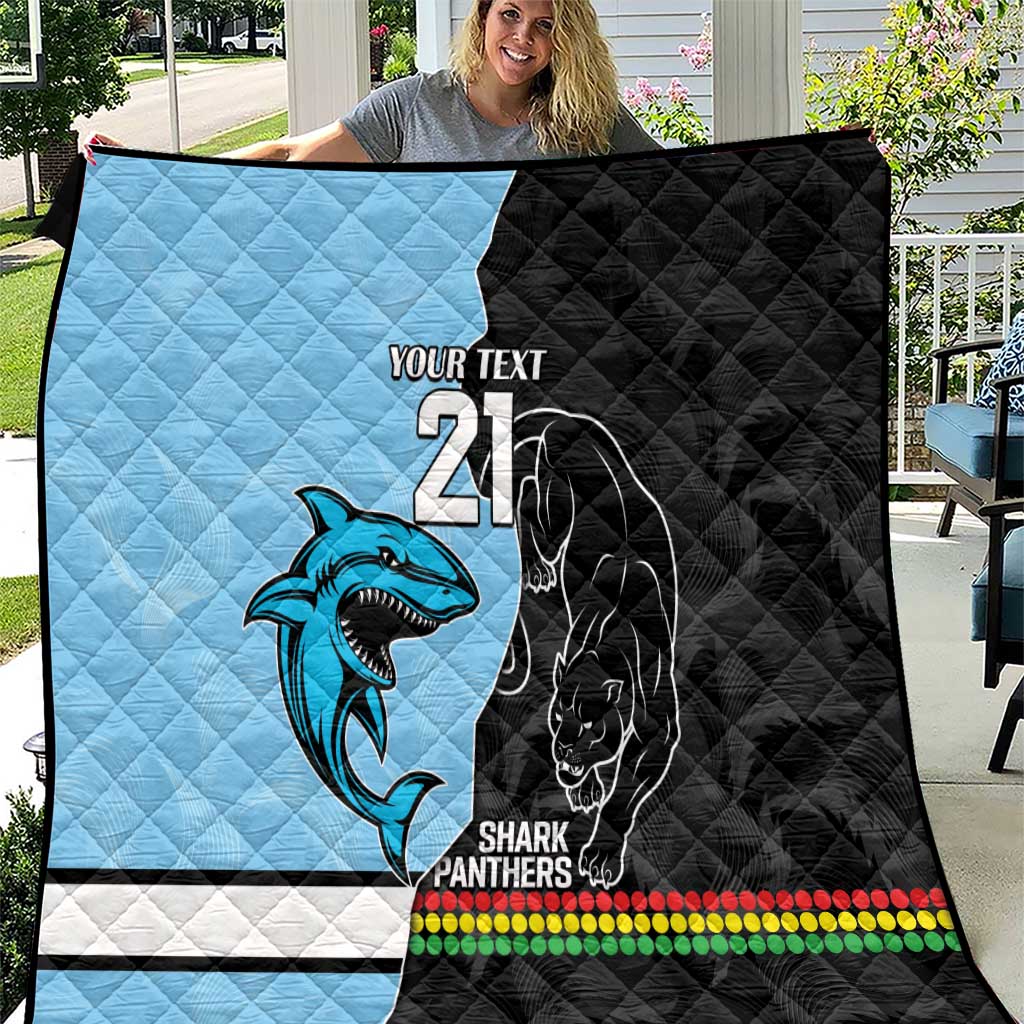 NRL Panthers-Shark Mascot Custom Quilt Cracked Metal Style