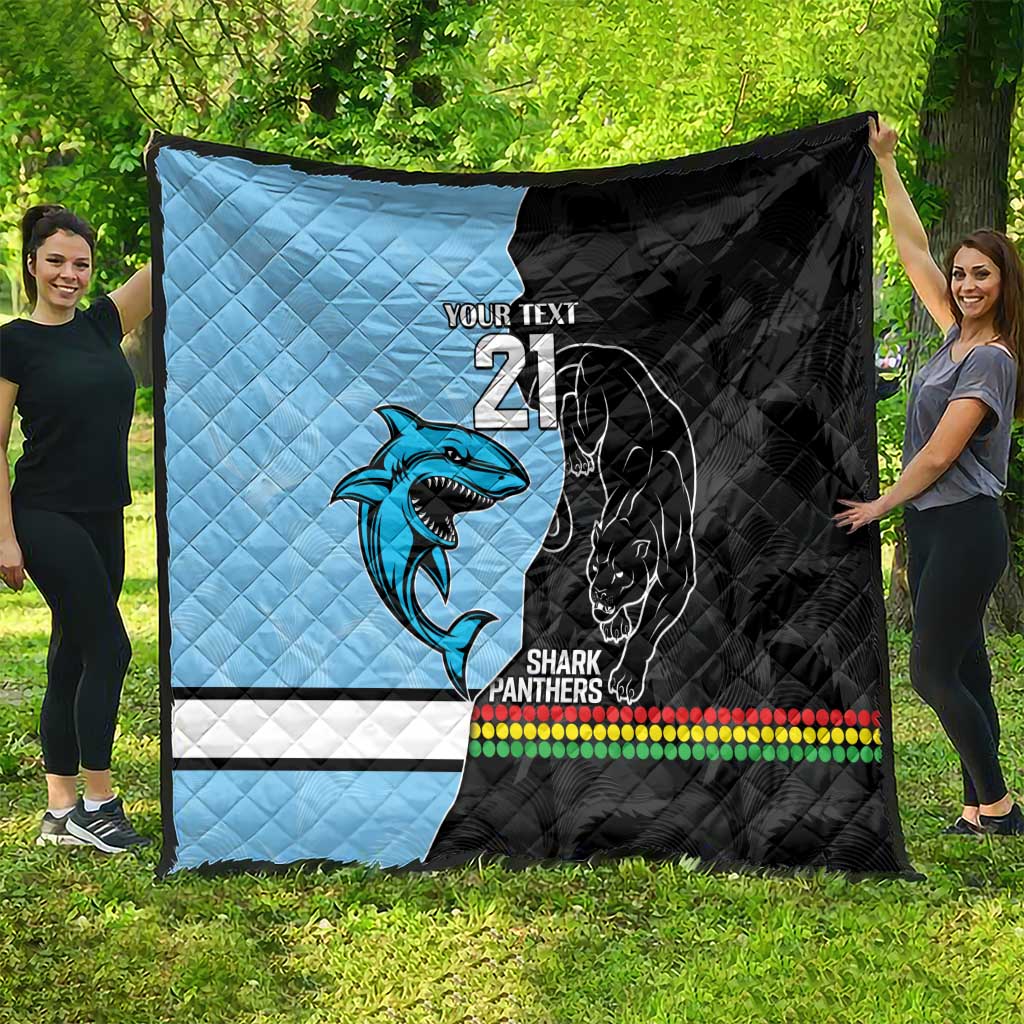 NRL Panthers-Shark Mascot Custom Quilt Cracked Metal Style
