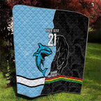 NRL Panthers-Shark Mascot Custom Quilt Cracked Metal Style