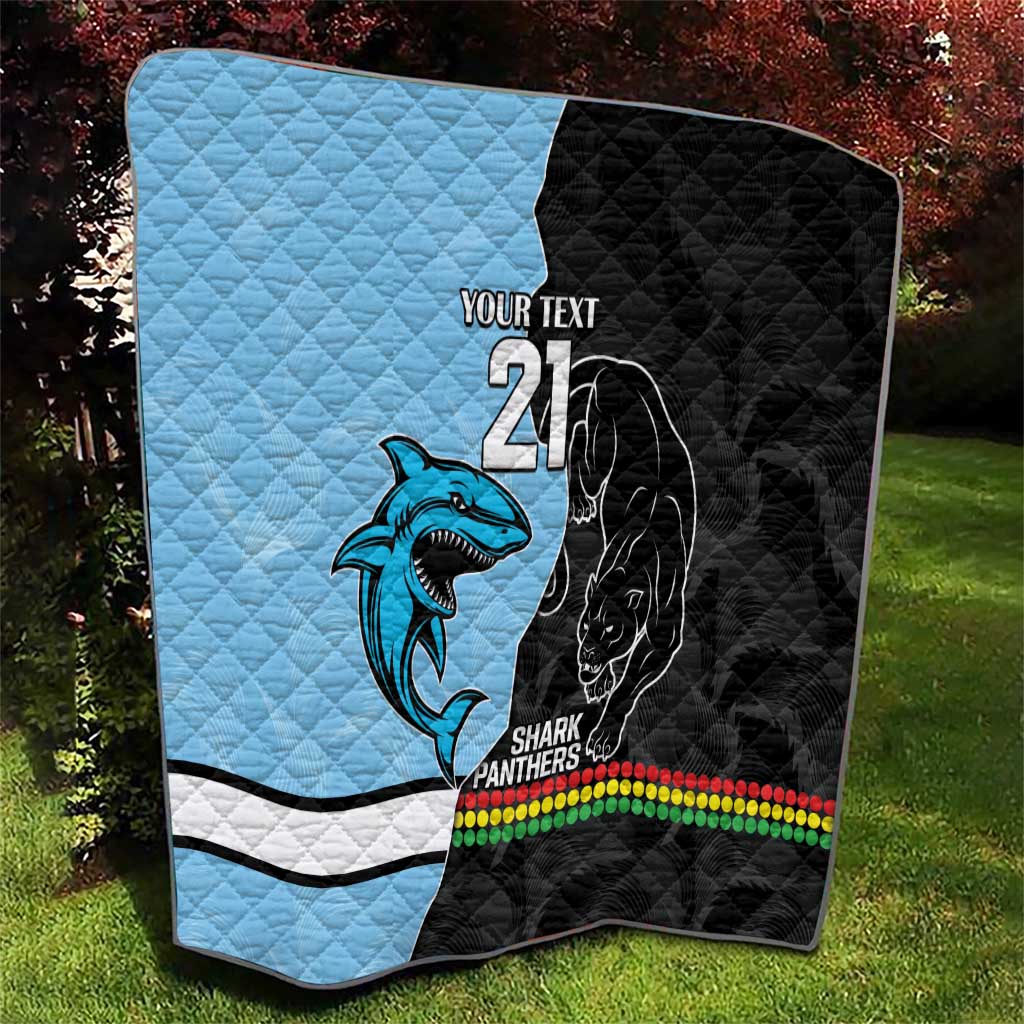 NRL Panthers-Shark Mascot Custom Quilt Cracked Metal Style
