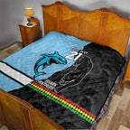 NRL Panthers-Shark Mascot Custom Quilt Cracked Metal Style