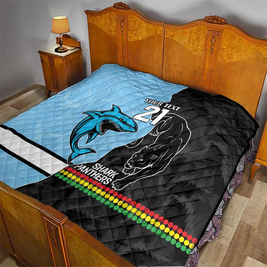 NRL Panthers-Shark Mascot Custom Quilt Cracked Metal Style