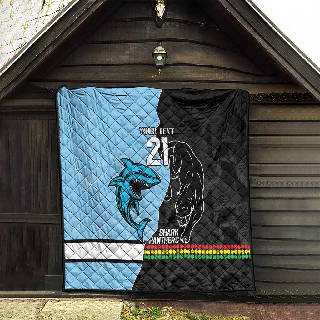 NRL Panthers-Shark Mascot Custom Quilt Cracked Metal Style