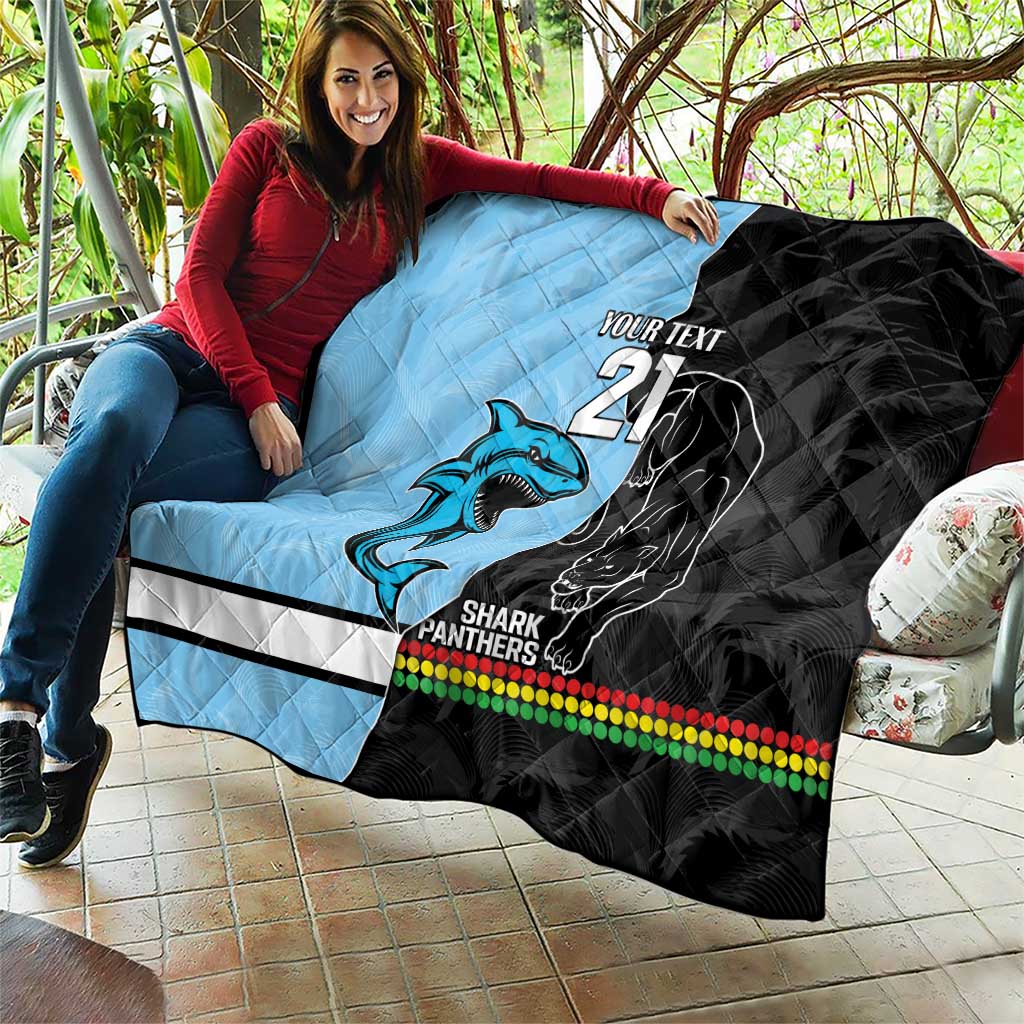 NRL Panthers-Shark Mascot Custom Quilt Cracked Metal Style