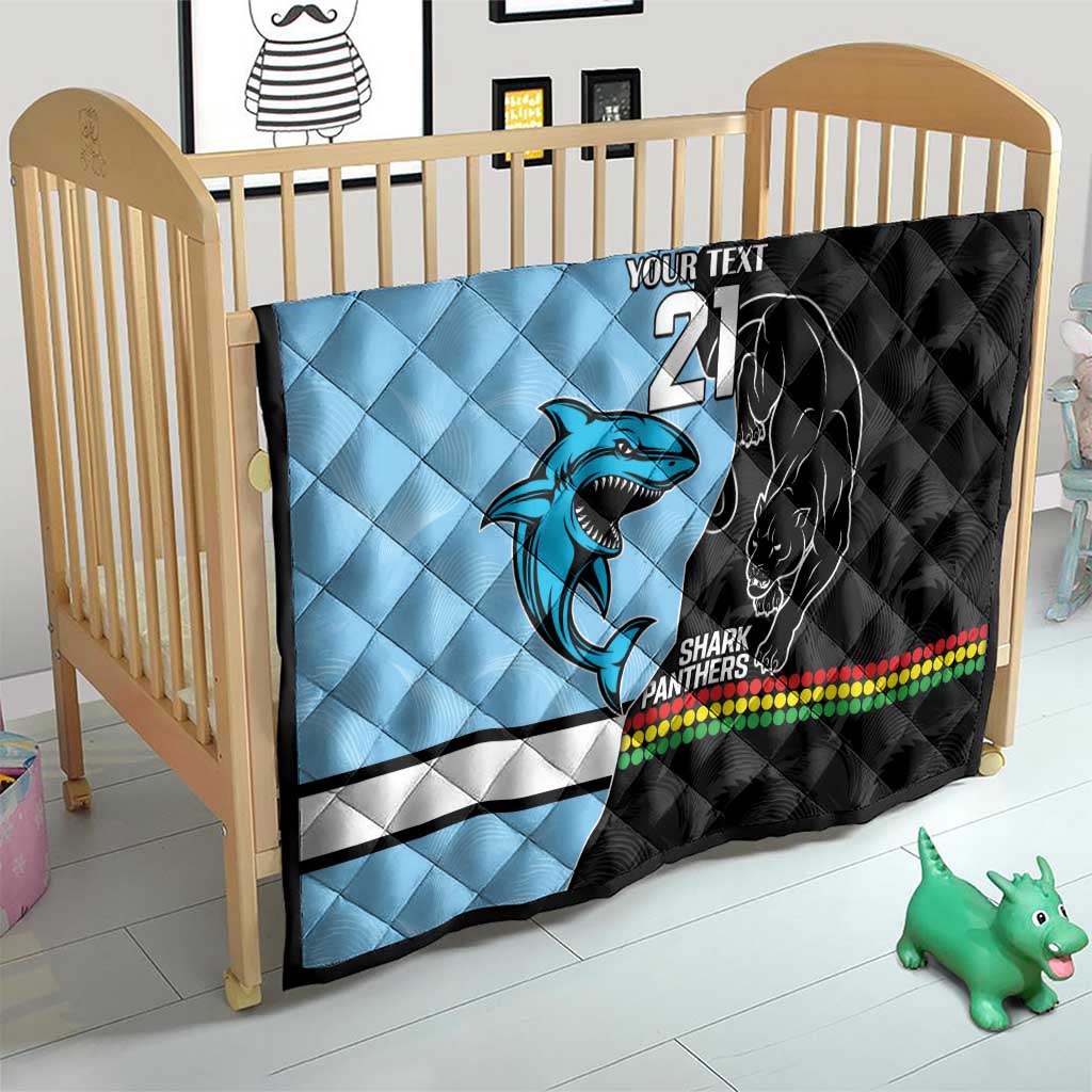 NRL Panthers-Shark Mascot Custom Quilt Cracked Metal Style
