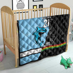 NRL Panthers-Shark Mascot Custom Quilt Cracked Metal Style