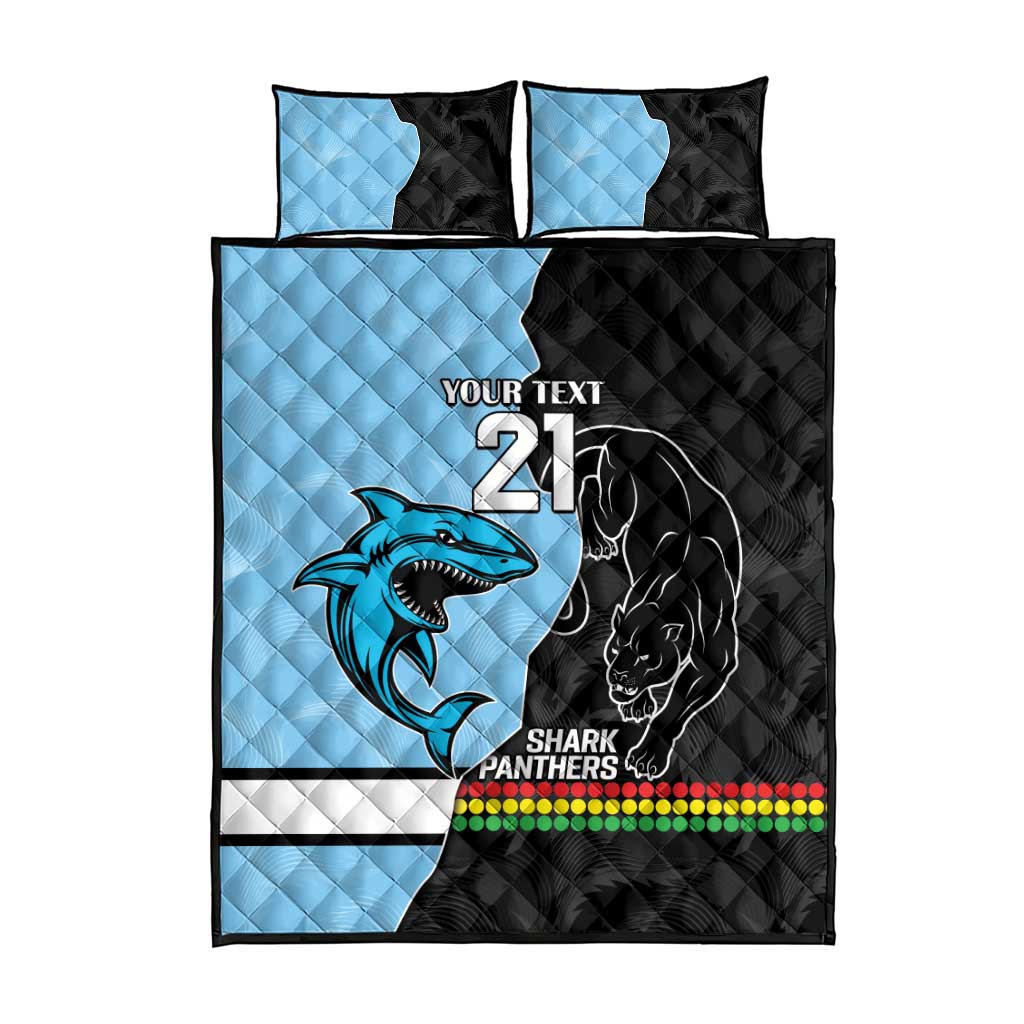 NRL Panthers-Shark Mascot Custom Quilt Bed Set Cracked Metal Style
