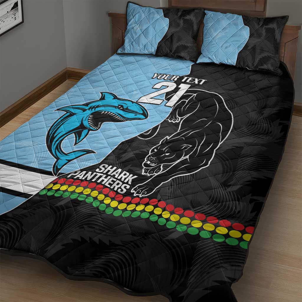 NRL Panthers-Shark Mascot Custom Quilt Bed Set Cracked Metal Style