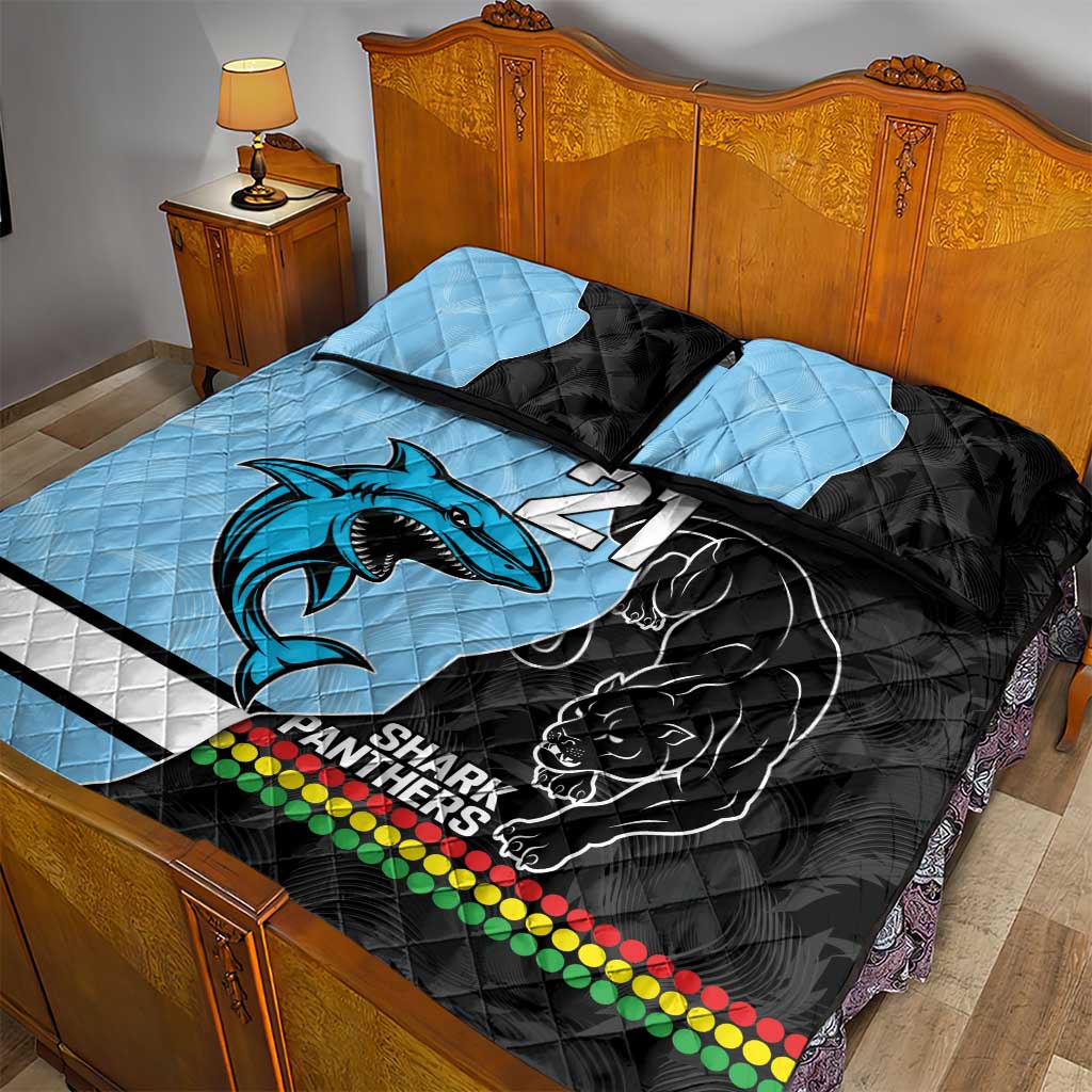 NRL Panthers-Shark Mascot Custom Quilt Bed Set Cracked Metal Style