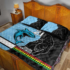 NRL Panthers-Shark Mascot Custom Quilt Bed Set Cracked Metal Style
