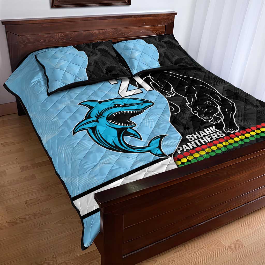 NRL Panthers-Shark Mascot Custom Quilt Bed Set Cracked Metal Style