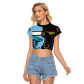 NRL Panthers-Shark Mascot Custom Raglan Cropped T Shirt Cracked Metal Style