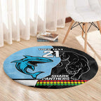 NRL Panthers-Shark Mascot Custom Round Carpet Cracked Metal Style