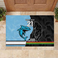 NRL Panthers-Shark Mascot Custom Rubber Doormat Cracked Metal Style