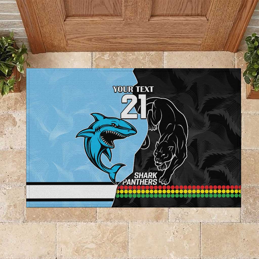 NRL Panthers-Shark Mascot Custom Rubber Doormat Cracked Metal Style