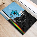 NRL Panthers-Shark Mascot Custom Rubber Doormat Cracked Metal Style