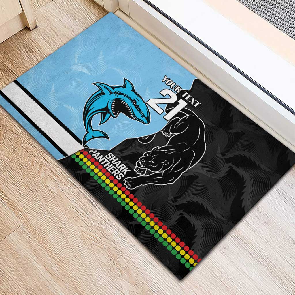 NRL Panthers-Shark Mascot Custom Rubber Doormat Cracked Metal Style