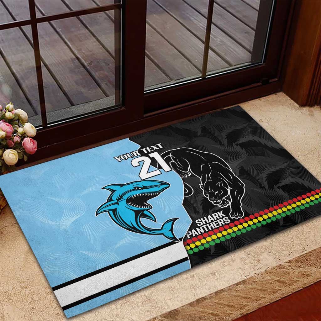 NRL Panthers-Shark Mascot Custom Rubber Doormat Cracked Metal Style