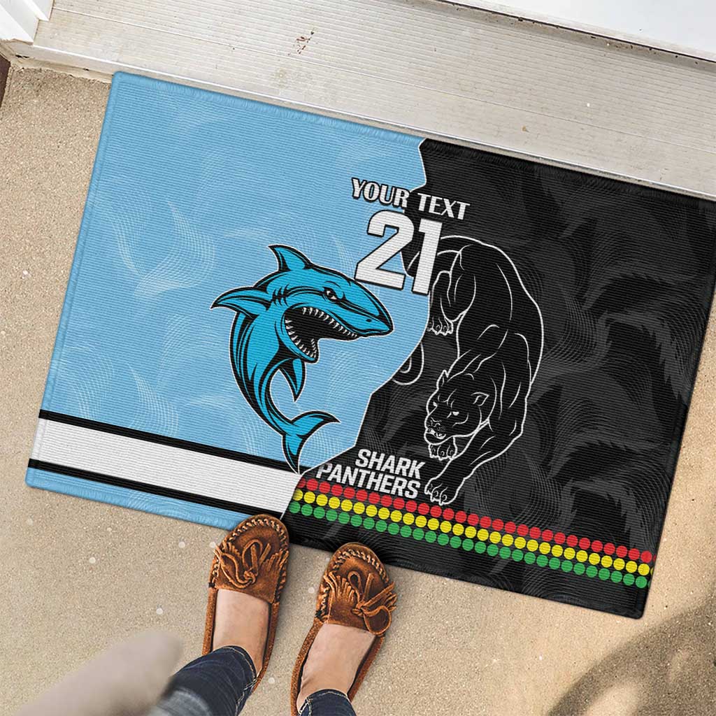 NRL Panthers-Shark Mascot Custom Rubber Doormat Cracked Metal Style