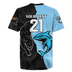 NRL Panthers-Shark Mascot Custom Rugby Jersey Cracked Metal Style