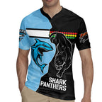 NRL Panthers-Shark Mascot Custom Rugby Jersey Cracked Metal Style