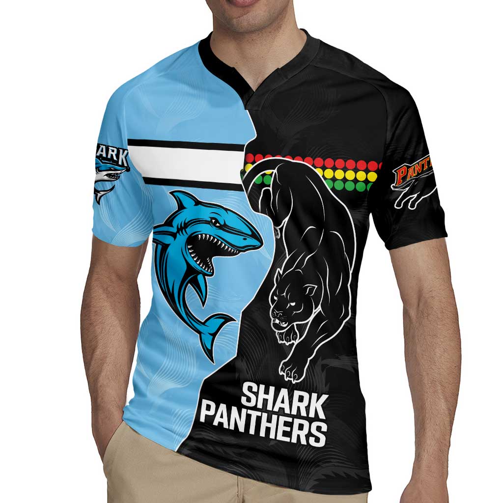NRL Panthers-Shark Mascot Custom Rugby Jersey Cracked Metal Style