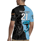 NRL Panthers-Shark Mascot Custom Rugby Jersey Cracked Metal Style