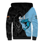 NRL Panthers-Shark Mascot Custom Sherpa Hoodie Cracked Metal Style
