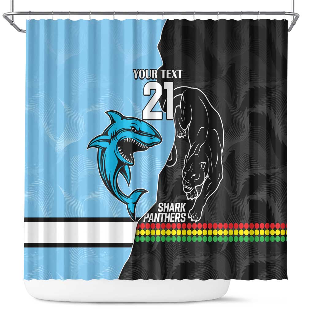 NRL Panthers-Shark Mascot Custom Shower Curtain Cracked Metal Style