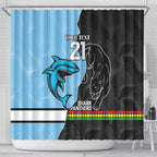NRL Panthers-Shark Mascot Custom Shower Curtain Cracked Metal Style