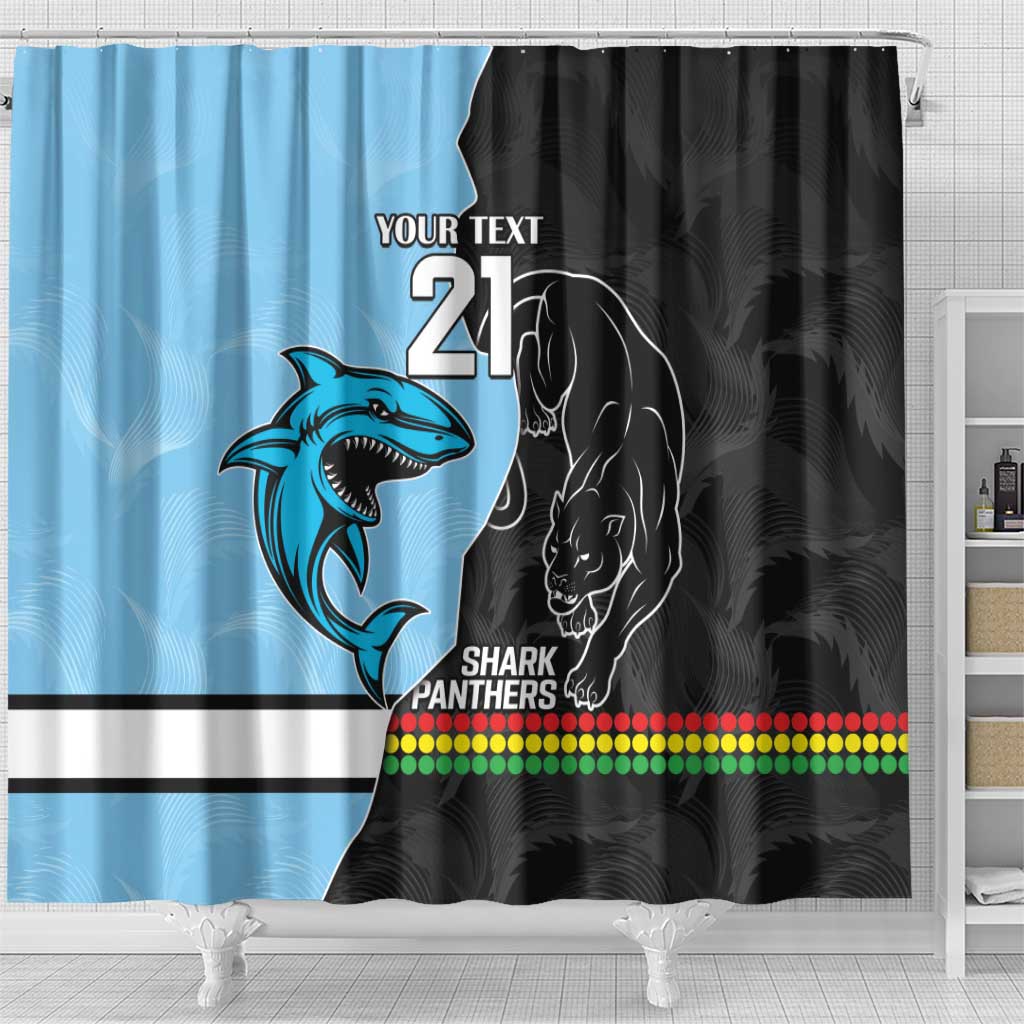 NRL Panthers-Shark Mascot Custom Shower Curtain Cracked Metal Style