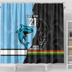 NRL Panthers-Shark Mascot Custom Shower Curtain Cracked Metal Style
