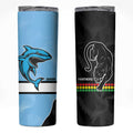 NRL Panthers-Shark Mascot Custom Skinny Tumbler Cracked Metal Style