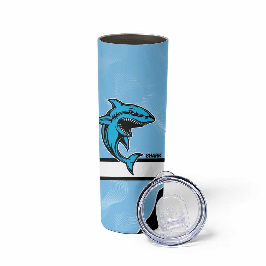 NRL Panthers-Shark Mascot Custom Skinny Tumbler Cracked Metal Style