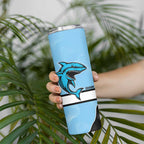 NRL Panthers-Shark Mascot Custom Skinny Tumbler Cracked Metal Style