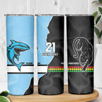 NRL Panthers-Shark Mascot Custom Skinny Tumbler Cracked Metal Style