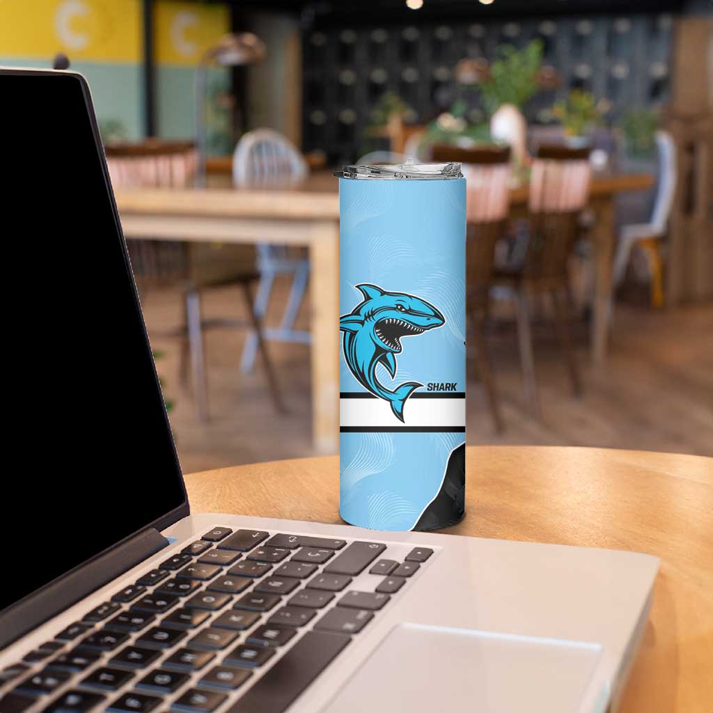 NRL Panthers-Shark Mascot Custom Skinny Tumbler Cracked Metal Style