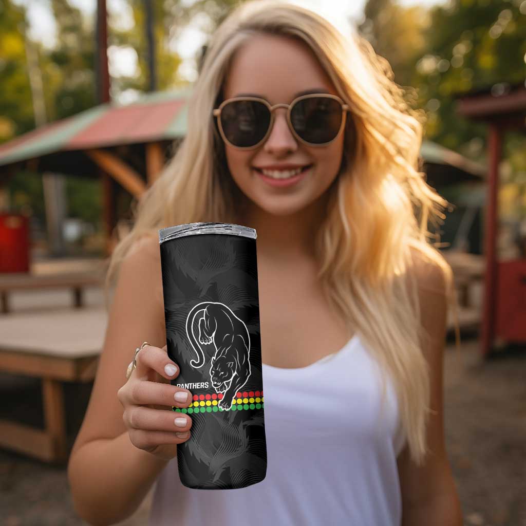 NRL Panthers-Shark Mascot Custom Skinny Tumbler Cracked Metal Style